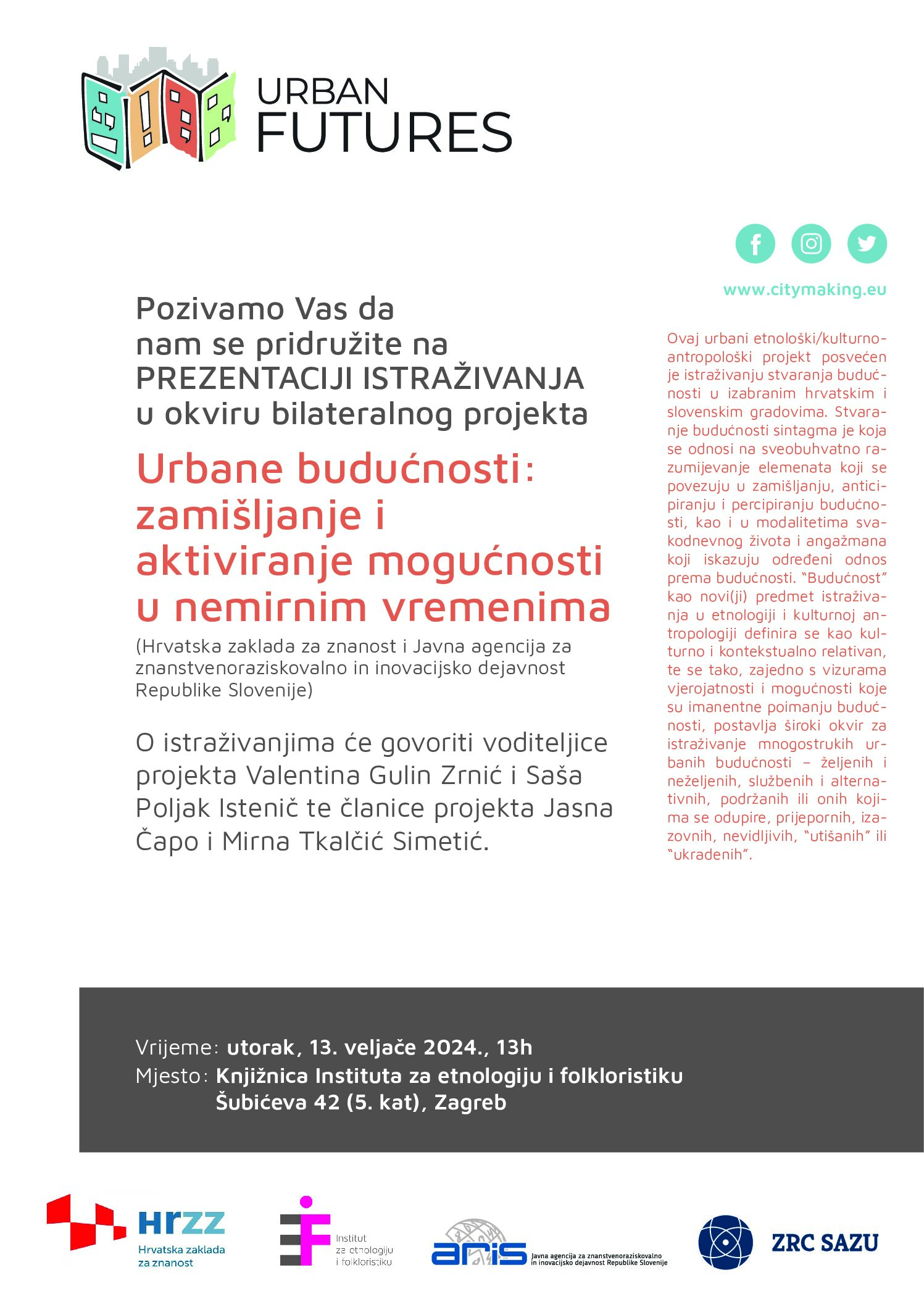 PREZENTACIJA ISTRAŽIVANJA u okviru projekta Urbane budućnosti